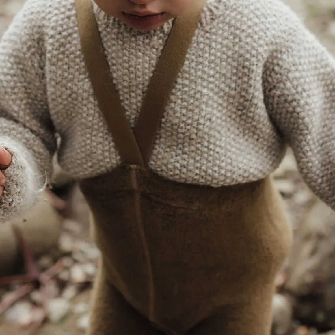 Teddy Warmy Footless Tights With Braces in Acorn Brown by Silly Silas