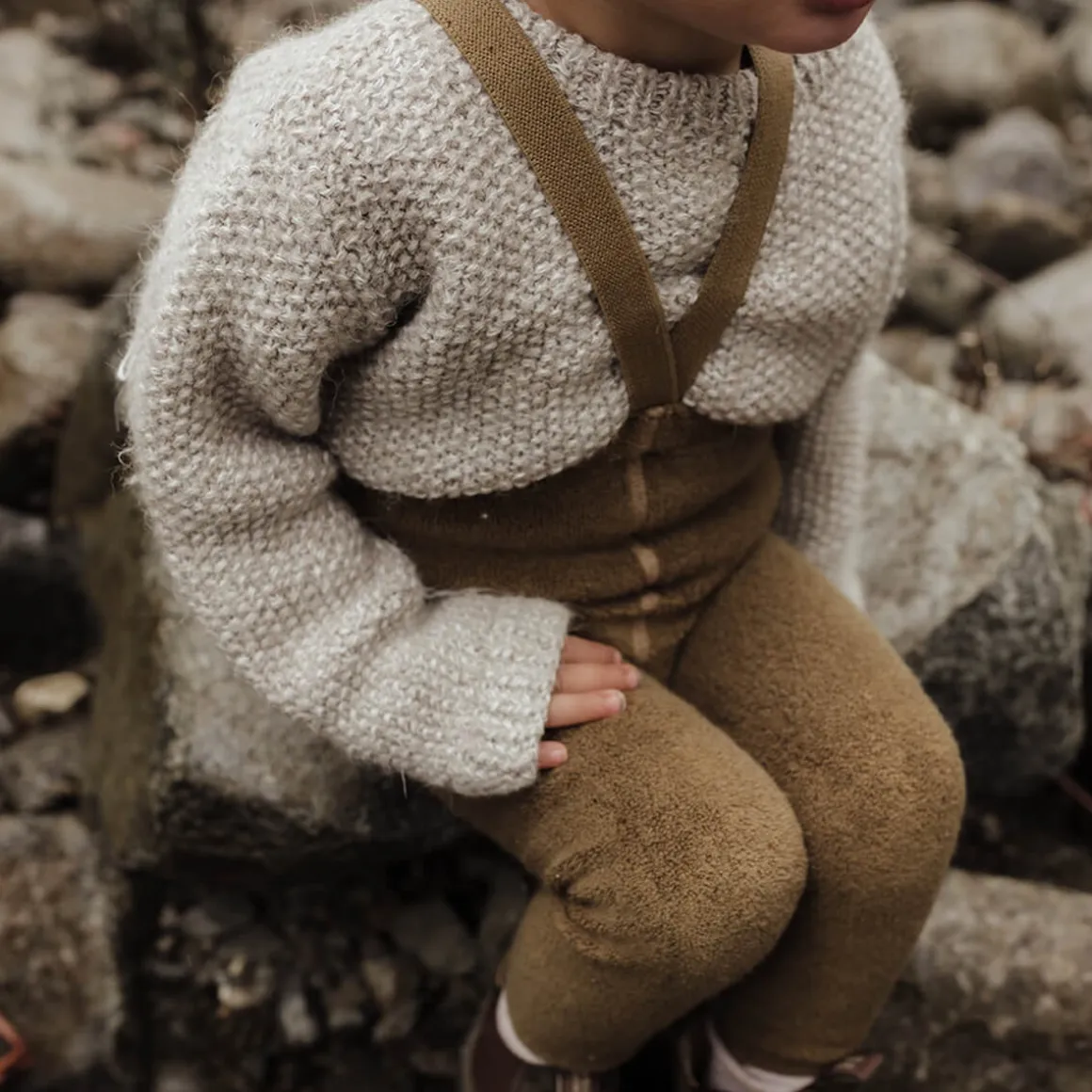 Teddy Warmy Footless Tights With Braces in Acorn Brown by Silly Silas