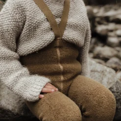 Teddy Warmy Footless Tights With Braces in Acorn Brown by Silly Silas