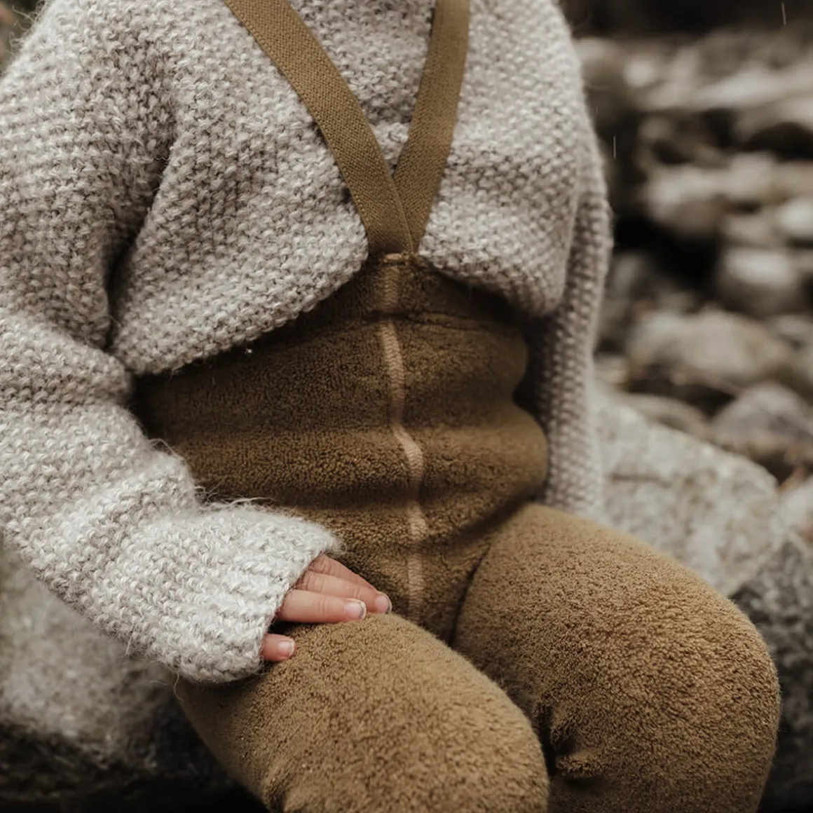 Teddy Warmy Footless Tights With Braces in Acorn Brown by Silly Silas