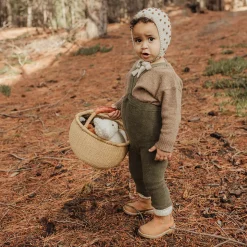 Teddy Warmy Footless Tights With Braces in Olive by Silly Silas