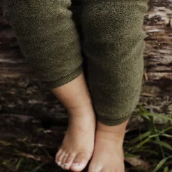 Teddy Warmy Footless Tights With Braces in Olive by Silly Silas