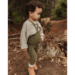 Teddy Warmy Footless Tights With Braces in Olive by Silly Silas