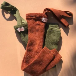 Teddy Warmy Footless Tights With Braces in Olive by Silly Silas