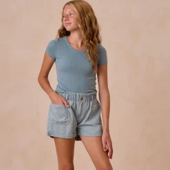 Teen Pointelle Tee in Ocean by Rylee & Cru