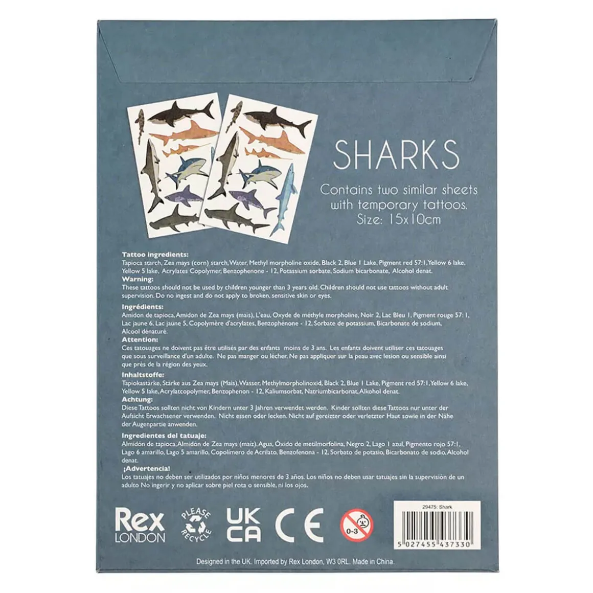 Temporary Tattoos Sharks by Rex London