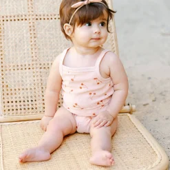 Terry Cinch Romper in Cherries by Quincy Mae