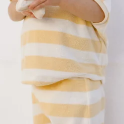 Terry Tee + Pant Set in Yellow Stripe by Quincy Mae