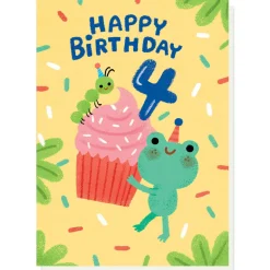 4th Birthday Cupcake Greetings Card by Grace Habib for Stormy Knight