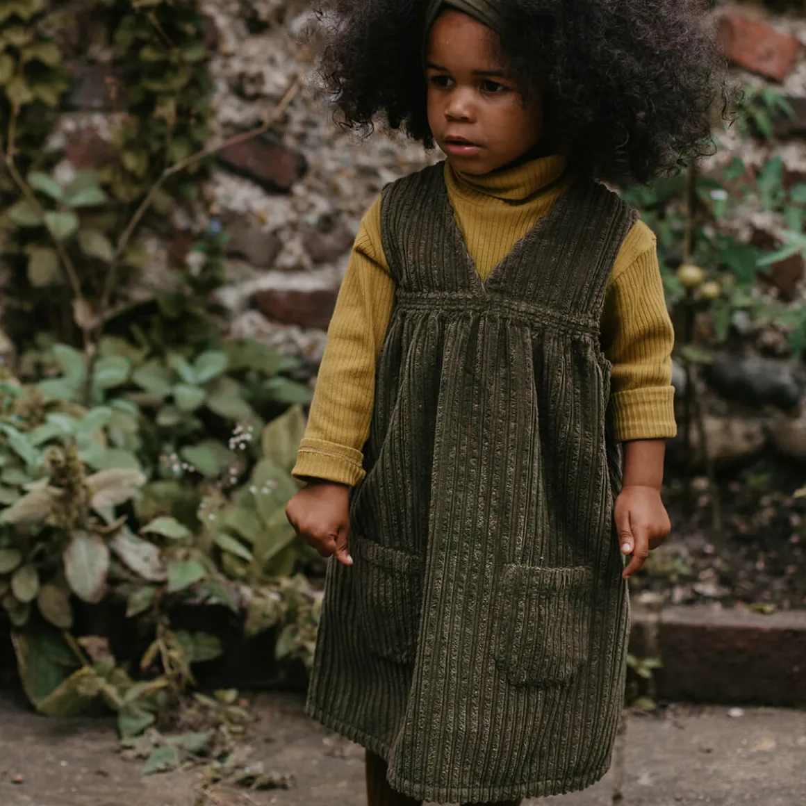 The Vintage Corduroy Overdress in Olive by The Simple Folk