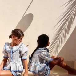 Tie Blouse in Blue Mattress Stripe by Bonjour - Last One In Stock - 8 Years