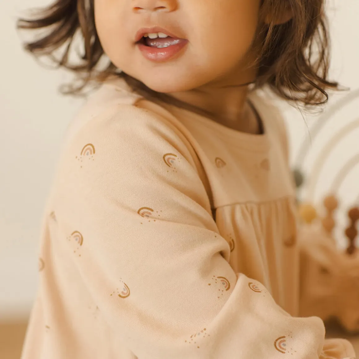 Tiered Jersey Dress in Rainbows by Quincy Mae