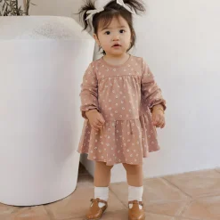 Tiered Jersey Dress in Rose Ditsy by Quincy Mae