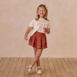Tiered Mini Skirt in Poppy by Rylee & Cru