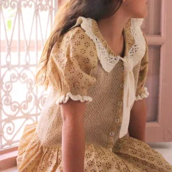 Tie Tunic in Honey Broderie Anglaise by Bonjour - Last One In Stock - 12 Years
