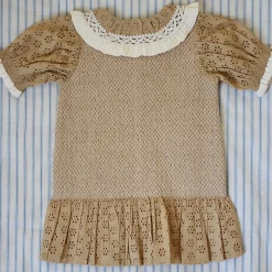 Tie Tunic in Honey Broderie Anglaise by Bonjour - Last One In Stock - 12 Years