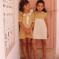 Tie Tunic in Honey Broderie Anglaise by Bonjour - Last One In Stock - 12 Years