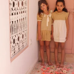 Tie Tunic in Honey Broderie Anglaise by Bonjour - Last One In Stock - 12 Years