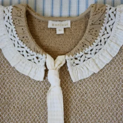 Tie Tunic in Honey Broderie Anglaise by Bonjour - Last One In Stock - 12 Years
