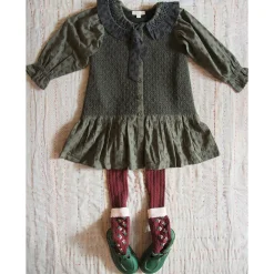 Tie Tunique in Khaki Green Broderie Anglaise by Bonjour