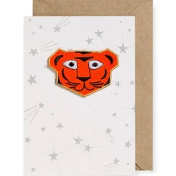 Tiger Iron On Patch Greetings Card by Petra Boase