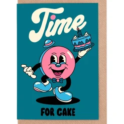 Time For Cake Greetings Card by Evermade