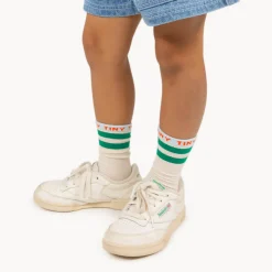 Tiny Medium Socks in Light Cream/Dark Emerald by Tinycottons