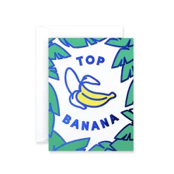 Top Banana Foil Blocked Mini Greetings Card by Rachel Peck for Wrap