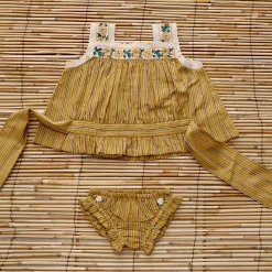 Top & Panty Set in Curry Transat Stripe by Bonjour
