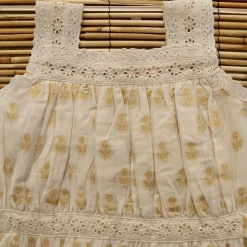 Top & Panty Set in Ivory & Gold Flowers by Bonjour