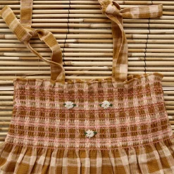 Top & Short Set in Caramel Honeycomb Check by Bonjour