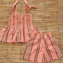 Top & Shorts Set in Pink Transat Stripe by Bonjour