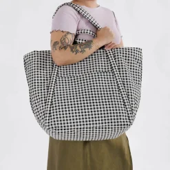 Travel Cloud Bag in Black And White Gingham by Baggu