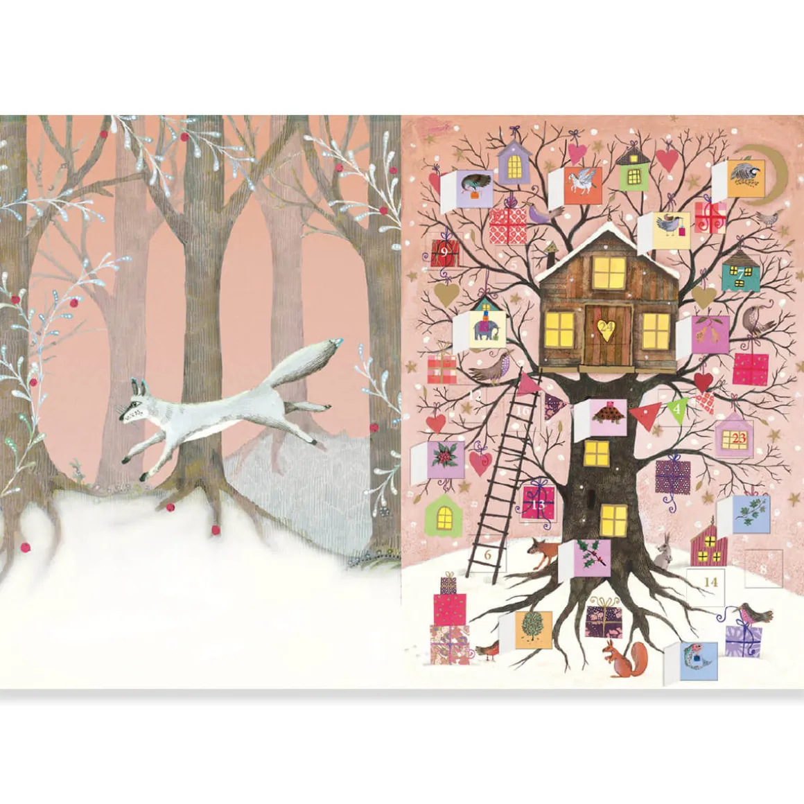 Treehouse Advent Calendar Greetings Card By Roger La Borde