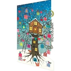 Treehouse Blue Laser Cut Christmas Greetings Card By Roger La Borde