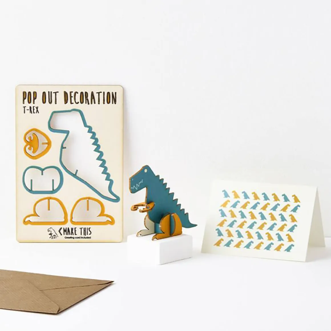 T Rex Pop Out Decoration And Greetings Card by The Pop Out Card Company