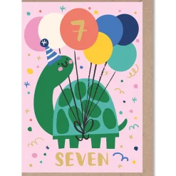 7 Turtle Age Greetings Card by Rumble Cards