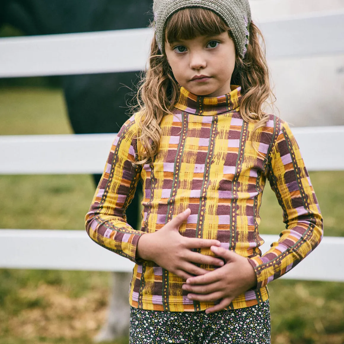 Turtleneck in Plum Watercolour Plaid by Misha & Puff