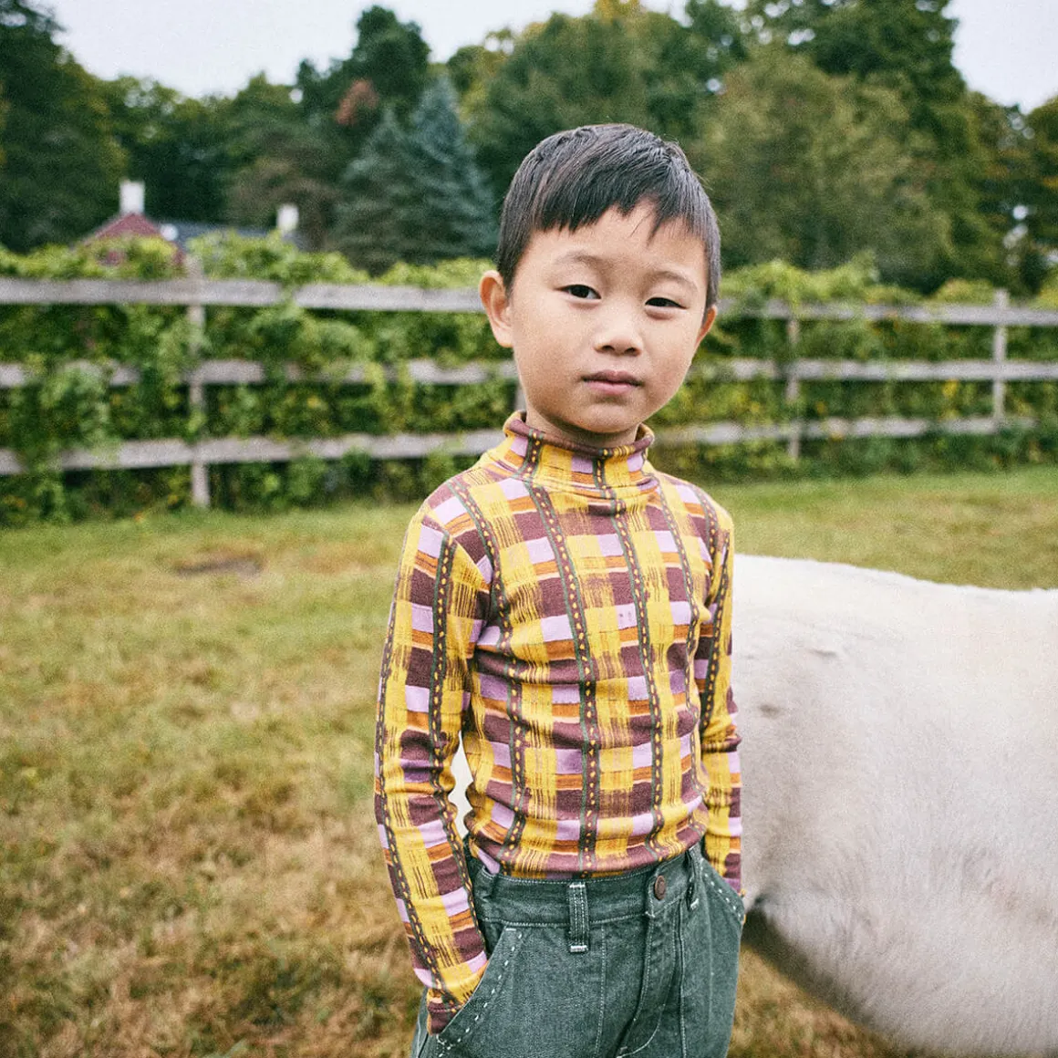 Turtleneck in Plum Watercolour Plaid by Misha & Puff
