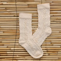 Twist Socks in Ecru White by Bonjour