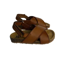 Two Con Me Crossover Velcro Sandals in Cuoio Brown by PèPè