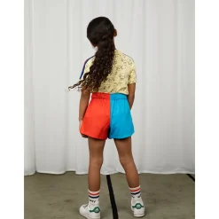 Two Tone Woven Shorts in Red / Blue by Mini Rodini