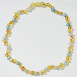 Uma Kids Necklace in Amazonite And Polished Amber by Nirrimis