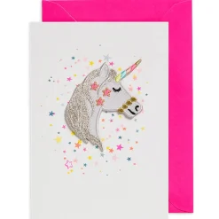 Unicorn Head Iron On Patch Greetings Card by Petra Boase