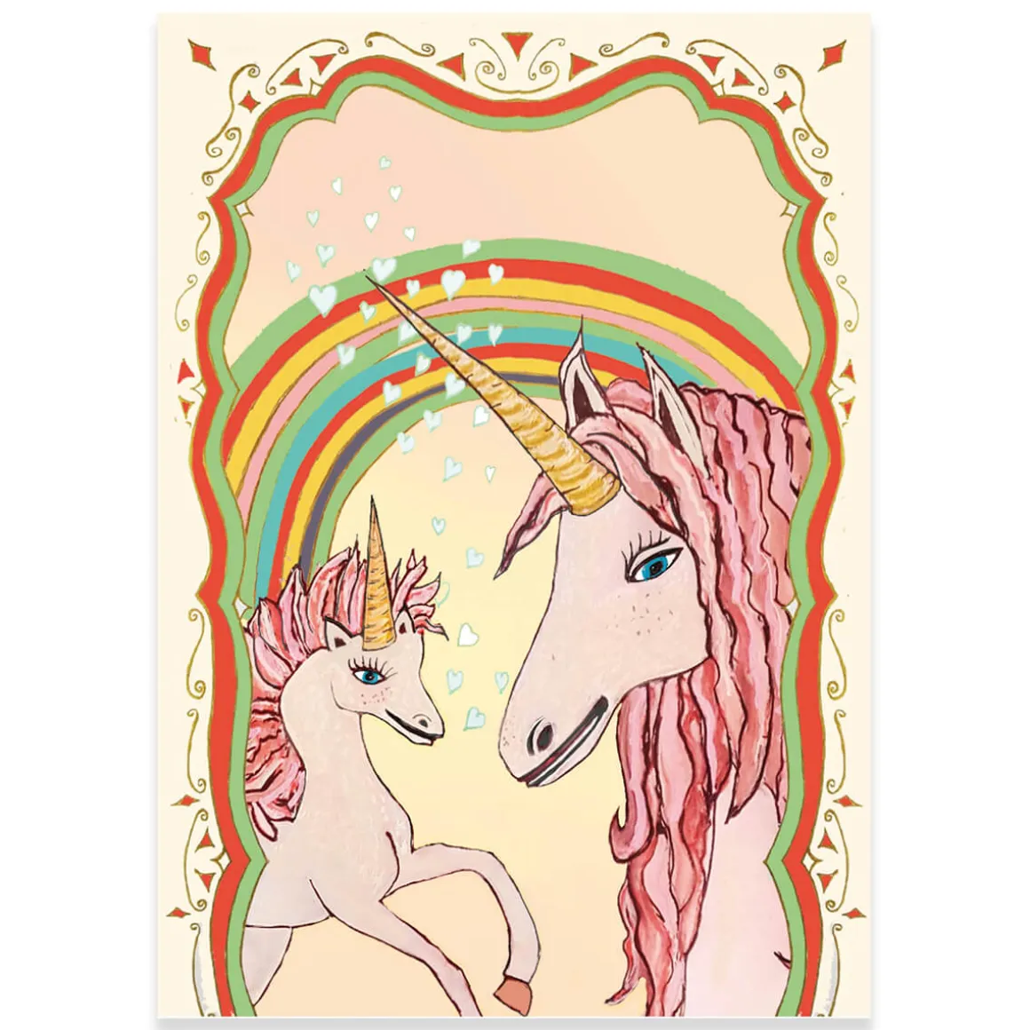 Unicorns And Rainbows Greetings Card by Wildflower Cards