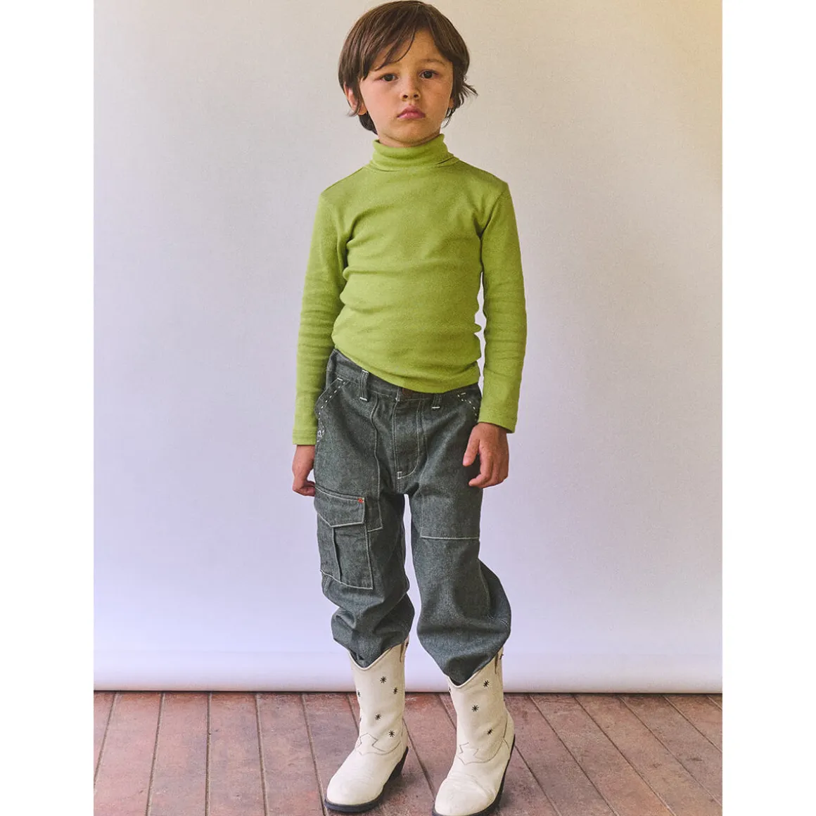 Utility Jeans in Sage Denim by Misha & Puff