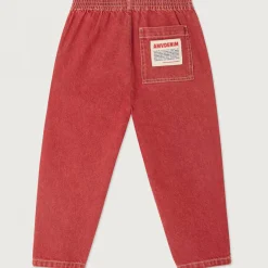 Uzatown Kid's Denim Joggers in Red by American Vintage