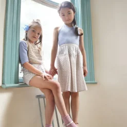 Vada Skirt in Checker Rose Print / Blueberry by Soor Ploom