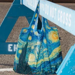 Van Gogh Starry Night Recycled Shopping Bag by Loqi