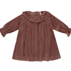 Velour Baby Dress in Cranberry by Quincy Mae